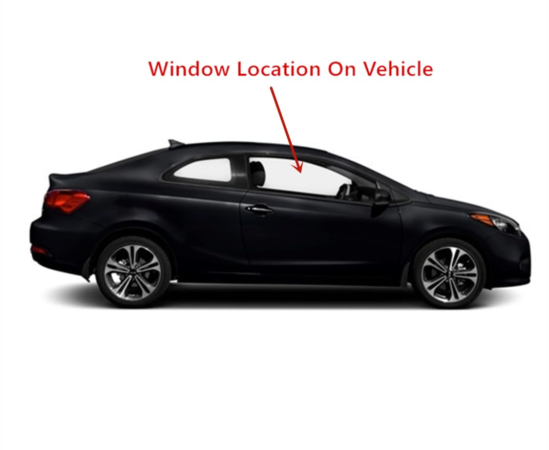Tempered Passenger Right Side Door Window Door Glass Compatible with Kia Forte Koup 2-Door Coupe 2014-2017 Models