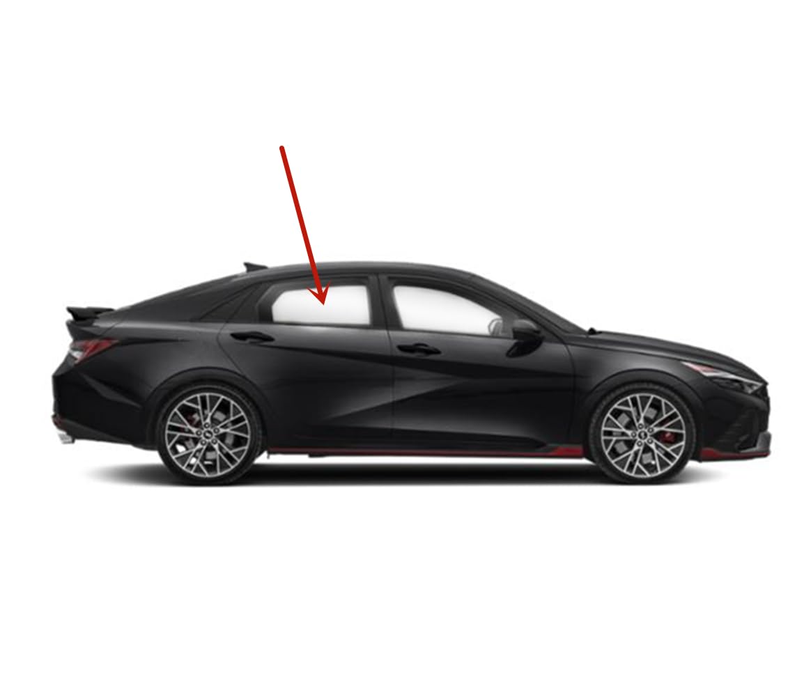 Tempered Passenger Right Side Rear Door Window Door Glass Compatible with Hyundai Elantra / Elantra N 2021-2025 Models