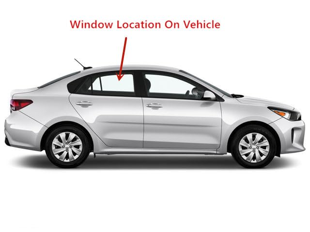 Tempered Glass Right Rear Passenger Side Window for Kia Rio 4-Door Sedan 2018-2023, Transparent
