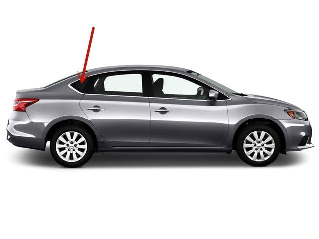 Chrome Moulding Style Clear Passenger Right Side Quarter Window Quarter Glass Compatible with Nissan Sentra 2013-2019 Models