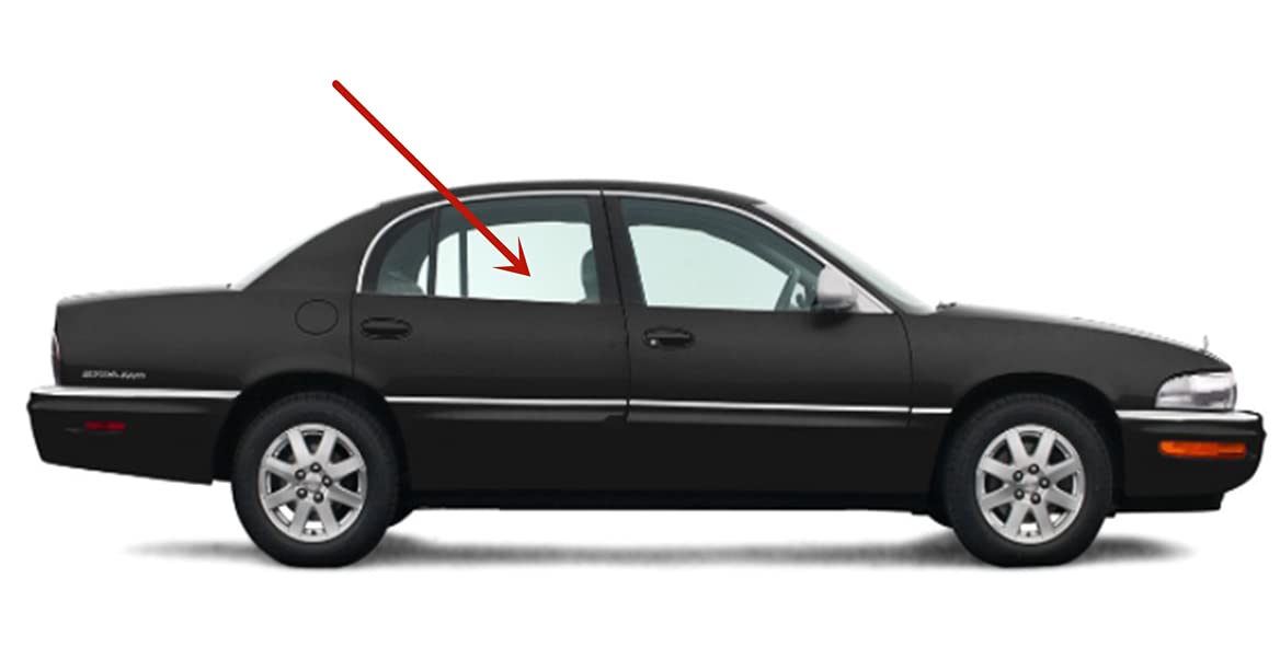 Passenger Right Side Rear Door Window Door Glass Compatible with Buick Park Avenue 4 Door Sedan 1997-2006 Models