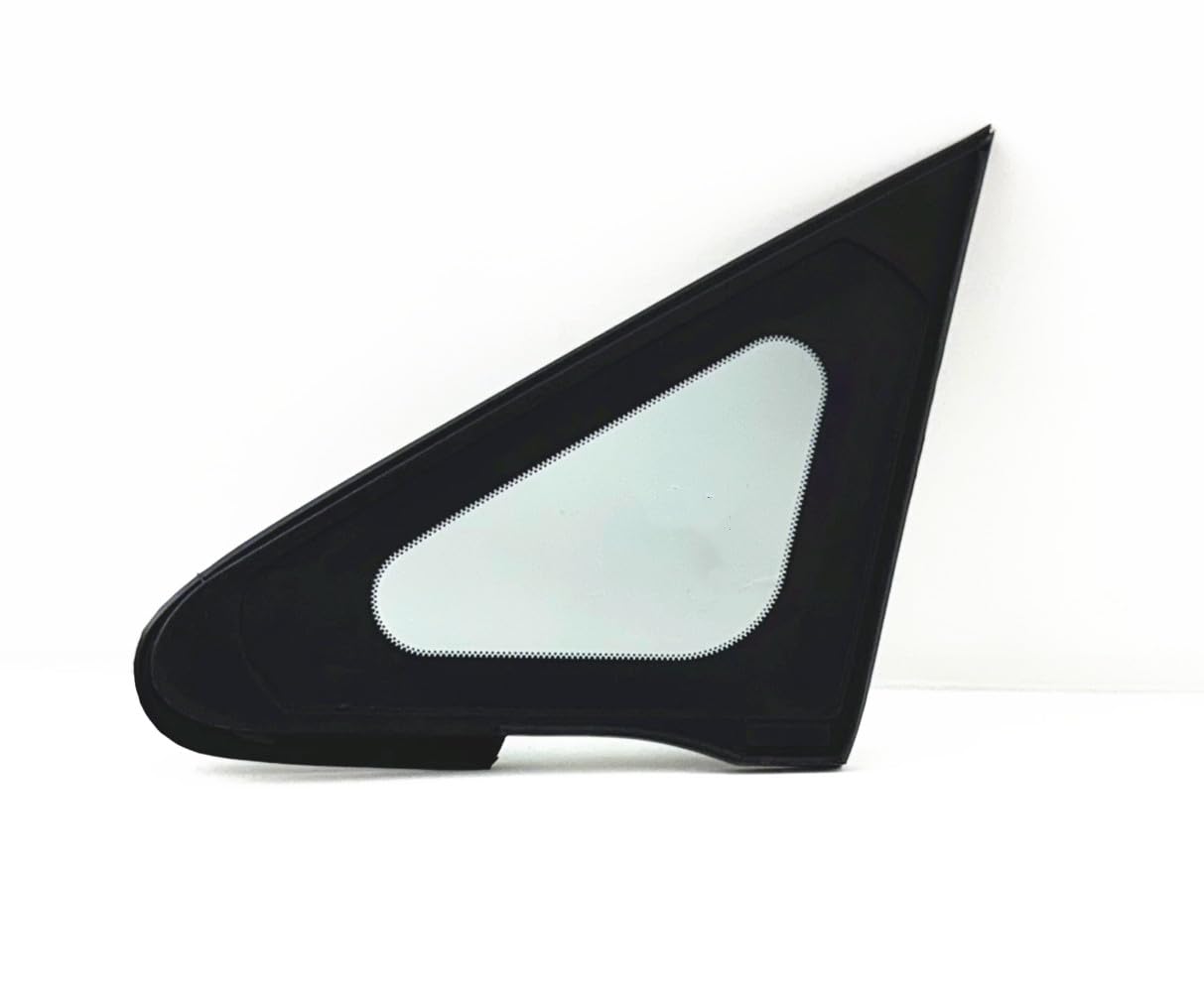 Black Moulding Style Tempered Passenger Right Side Front Vent Window Vent Glass Compatible with Nissan Versa 4-Door Hatchback 2007-2013 Models