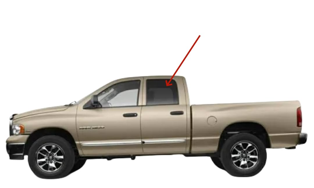 Driver Left Side Rear Door Window Door Glass Compatible with Dodge Ram Pickup 4 Door Crew Cab 1500 2002-2008 Models/2500 3500 4500 5500 2003-2009 Models