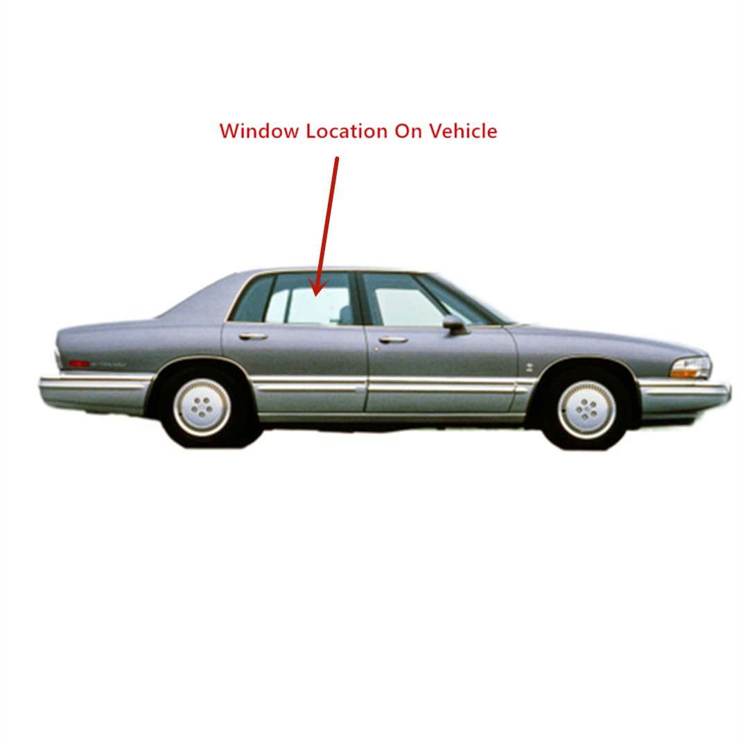 Passenger Right Side Rear Door Window Glass Compatible with Buick Electra / Oldsmobile Ninety-Eight 1987-1990 & Buick LeSabre / Oldsmobile Delta Eighty-Eight / Pontiac Bonneville 1987-1991 4-Dr Sedan