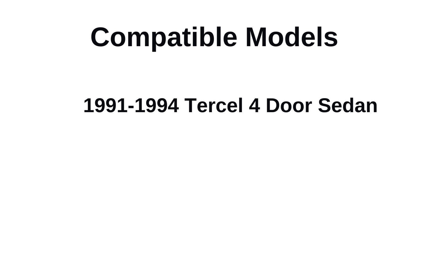 Driver Left Side Rear Vent Glass Vent Window Compatible with Toyota Tercel 4 Door Sedan 1991-1994 Models