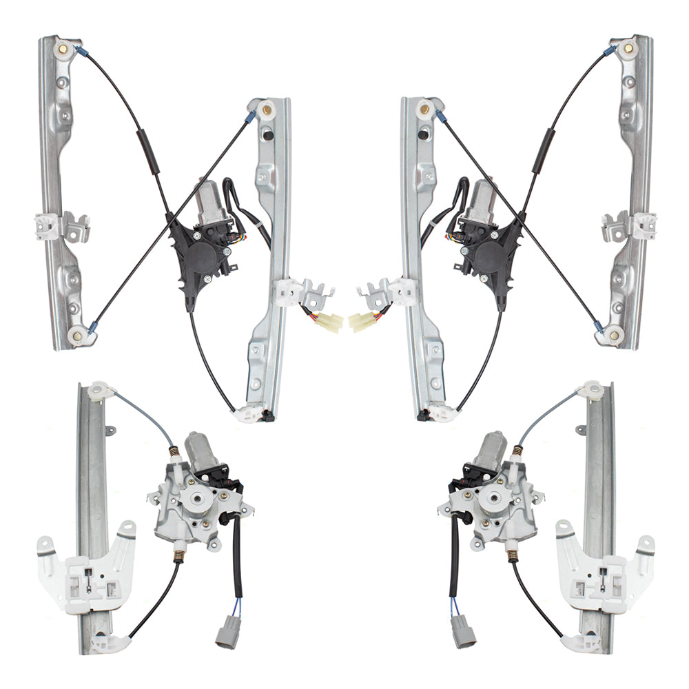 Driver and Passenger Side Power Window Regulators with Motor 4 Piece Set Compatible with 2008-2013 Rogue & 2014-2015 Rogue Select