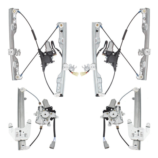 Driver and Passenger Side Power Window Regulators with Motor 4 Piece Set Compatible with 2008-2013 Rogue & 2014-2015 Rogue Select