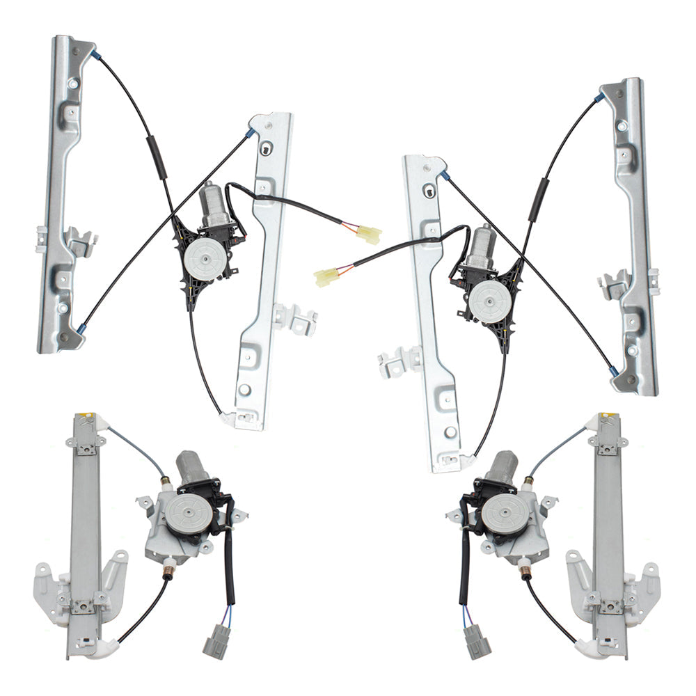 Driver and Passenger Side Power Window Regulators with Motor 4 Piece Set Compatible with 2008-2013 Rogue & 2014-2015 Rogue Select
