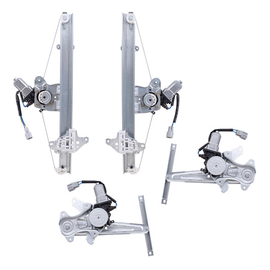 Driver Left and Passenger Right Front and Rear Power Window Regulators With Motor Compatible With 13-24 Leaf