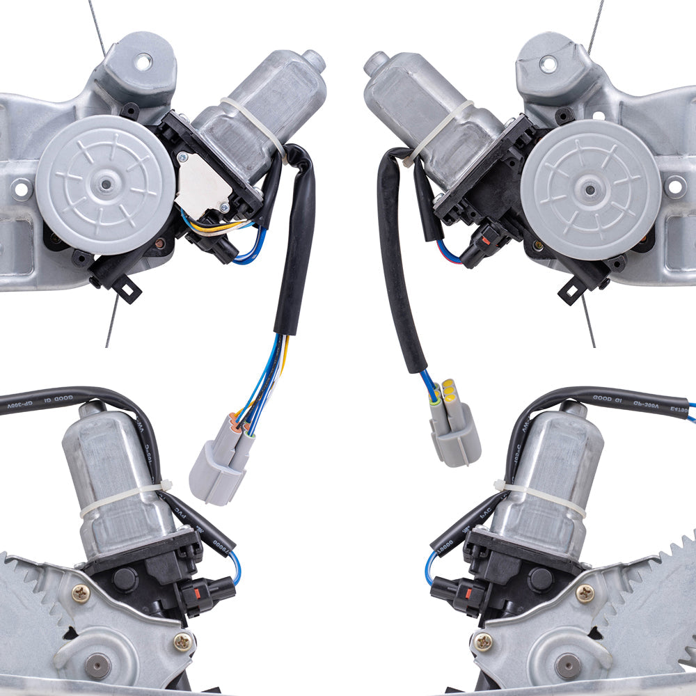 Driver Left and Passenger Right Front and Rear Power Window Regulators With Motor Compatible With 13-24 Leaf