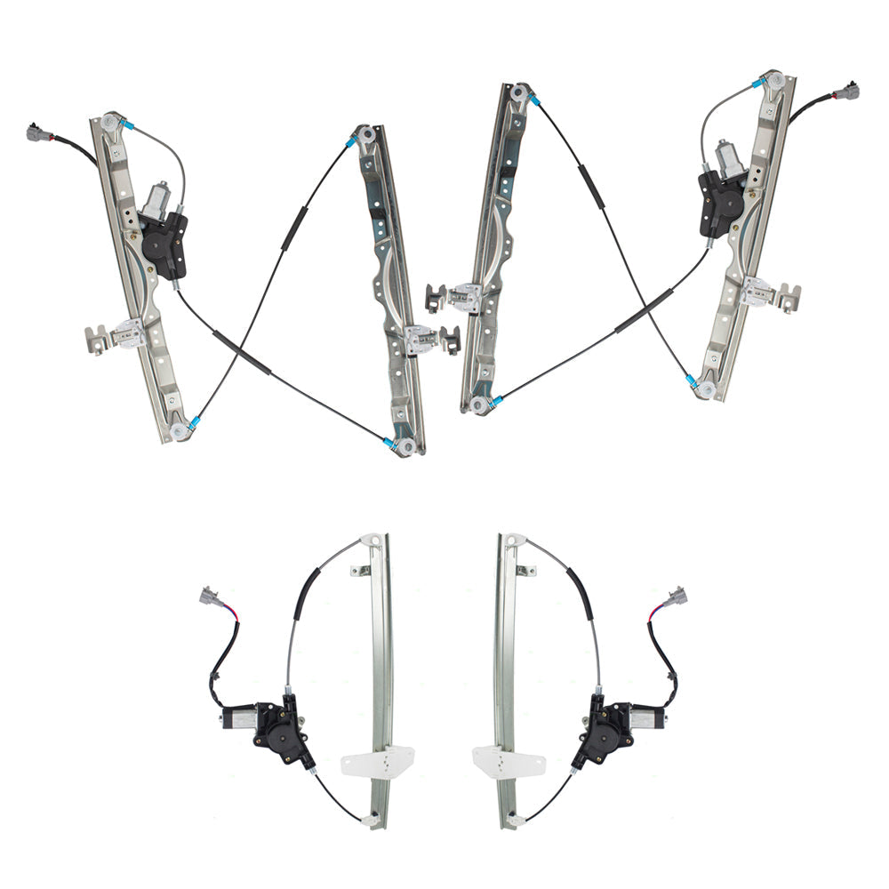 Driver and Passenger Side Power Window Regulators with Motor 4 Piece Set Compatible with 2004-2015 Titan/ 2004 Pathfinder Armada/ 2005-2015 Armada