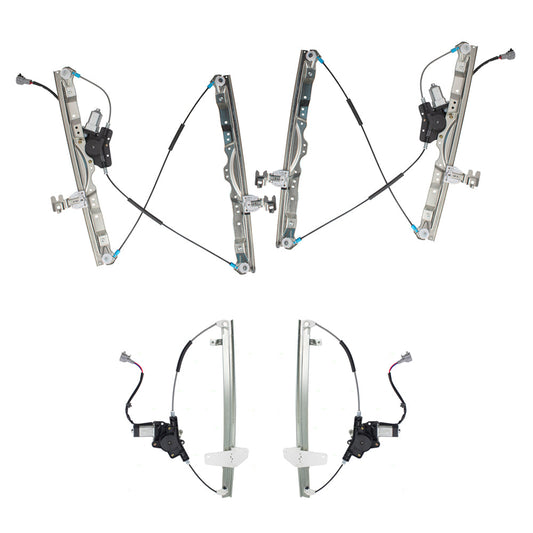 Driver and Passenger Side Power Window Regulators with Motor 4 Piece Set Compatible with 2004-2015 Titan/ 2004 Pathfinder Armada/ 2005-2015 Armada