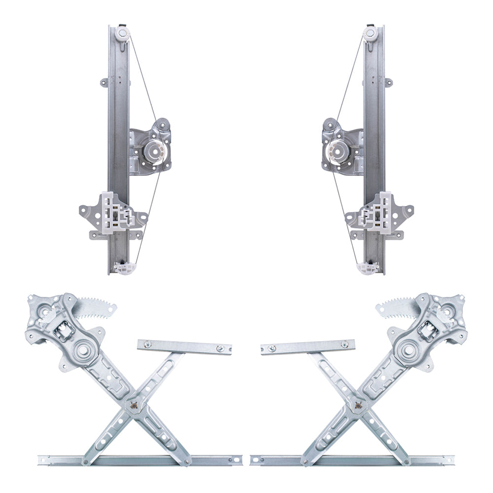 Driver Left Passenger Right Front and Rear Power Window Regulators Without Motor 4 Piece Set Compatible with 2013-2019 Nissan Sentra