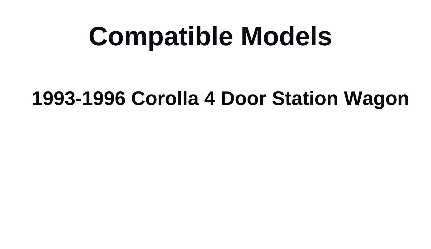 Driver Left Side Rear Vent Window Vent Glass Compatible with Toyota Corolla 4 Door Wagon 1993-1996 Models