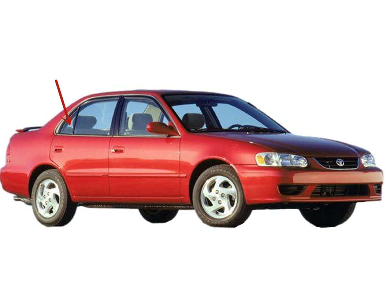 Passenger Right Side Rear Vent Window Vent Glass Compatible with Toyota Corolla/Chevrolet Prizm 4 Door Sedan 1998-2002 Models