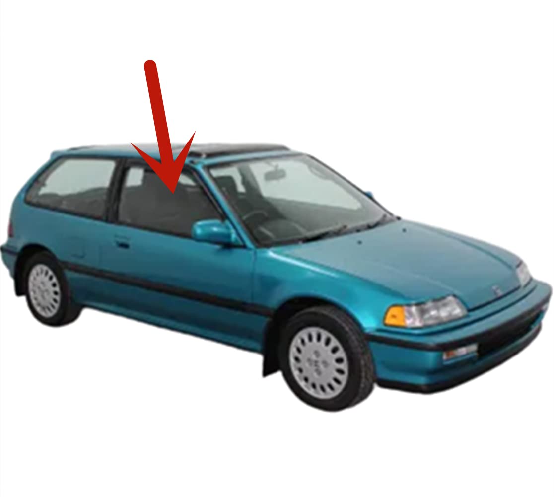 Passenger Right Side Door Window Door Glass Compatible with Honda Civic 2 Door Hatchback 1990-1991 Models