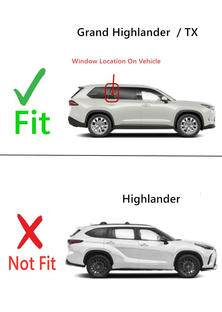 Tempered Passenger Right Side Vent Window Glass Compatible with Toyota Grand Highlander / Lexus TX350 TX500h TX550h+ 2024-2025 Models