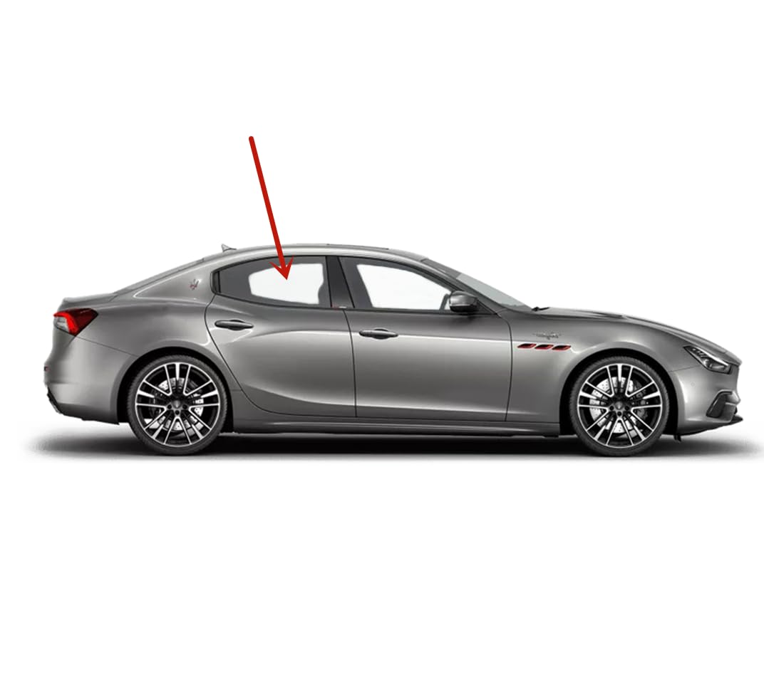 Tempered Passenger Right Side Rear Door Window Door Glass Compatible with Maserati Ghibli 2014-2024 Models