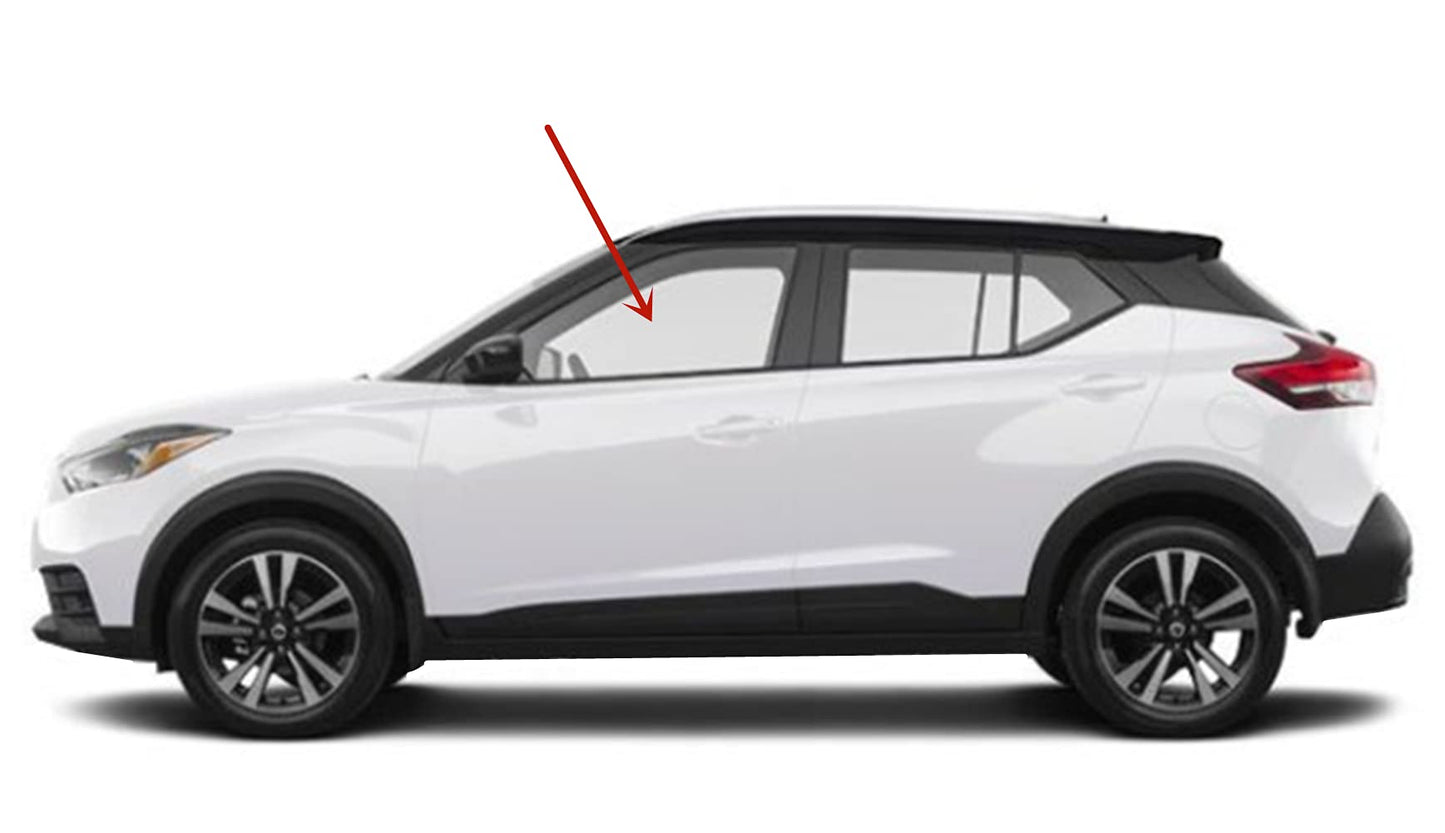 Driver Left Side Front Door Window Door Glass Compatible with Nissan Kicks 2017-2024 Models