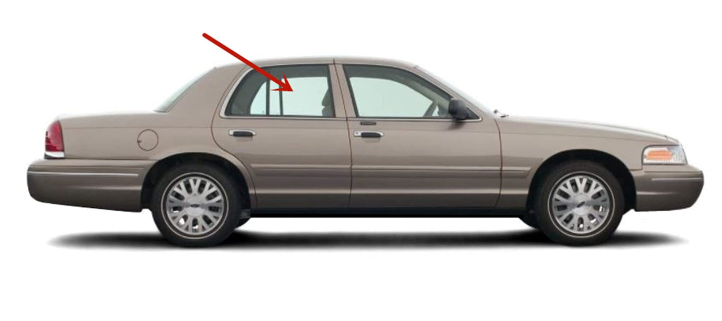 Passenger Right Side Rear Door Window Door Glass Compatible with Ford Crown Victoria 1995-1997 Models