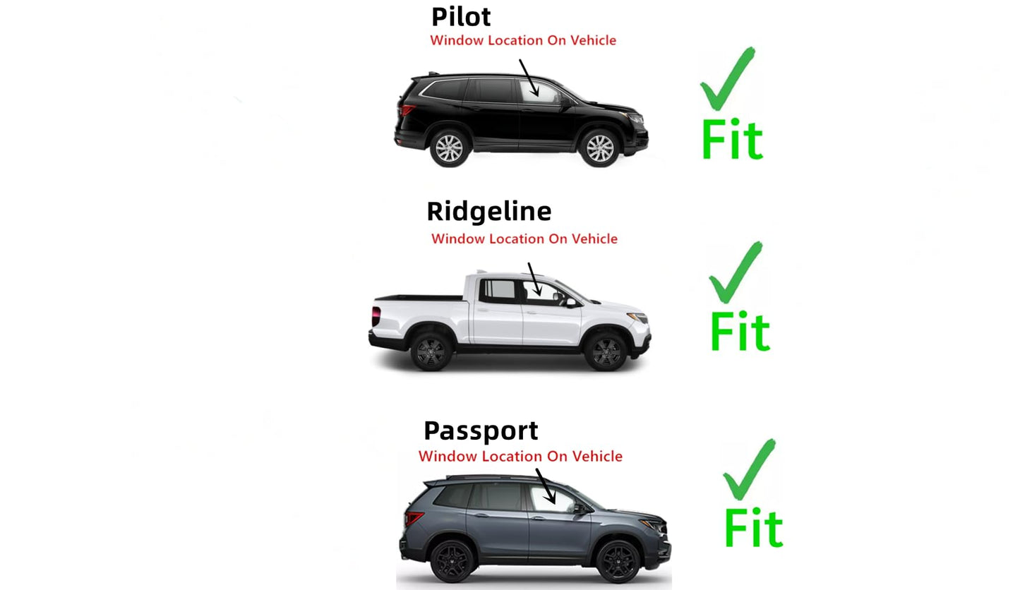 Tempered Passenger Right Side Front Door Window Door Glass Compatible with Honda Pilot 2016-2022/ Ridgeline 2017-2025 / Passport 2019-2025 Models