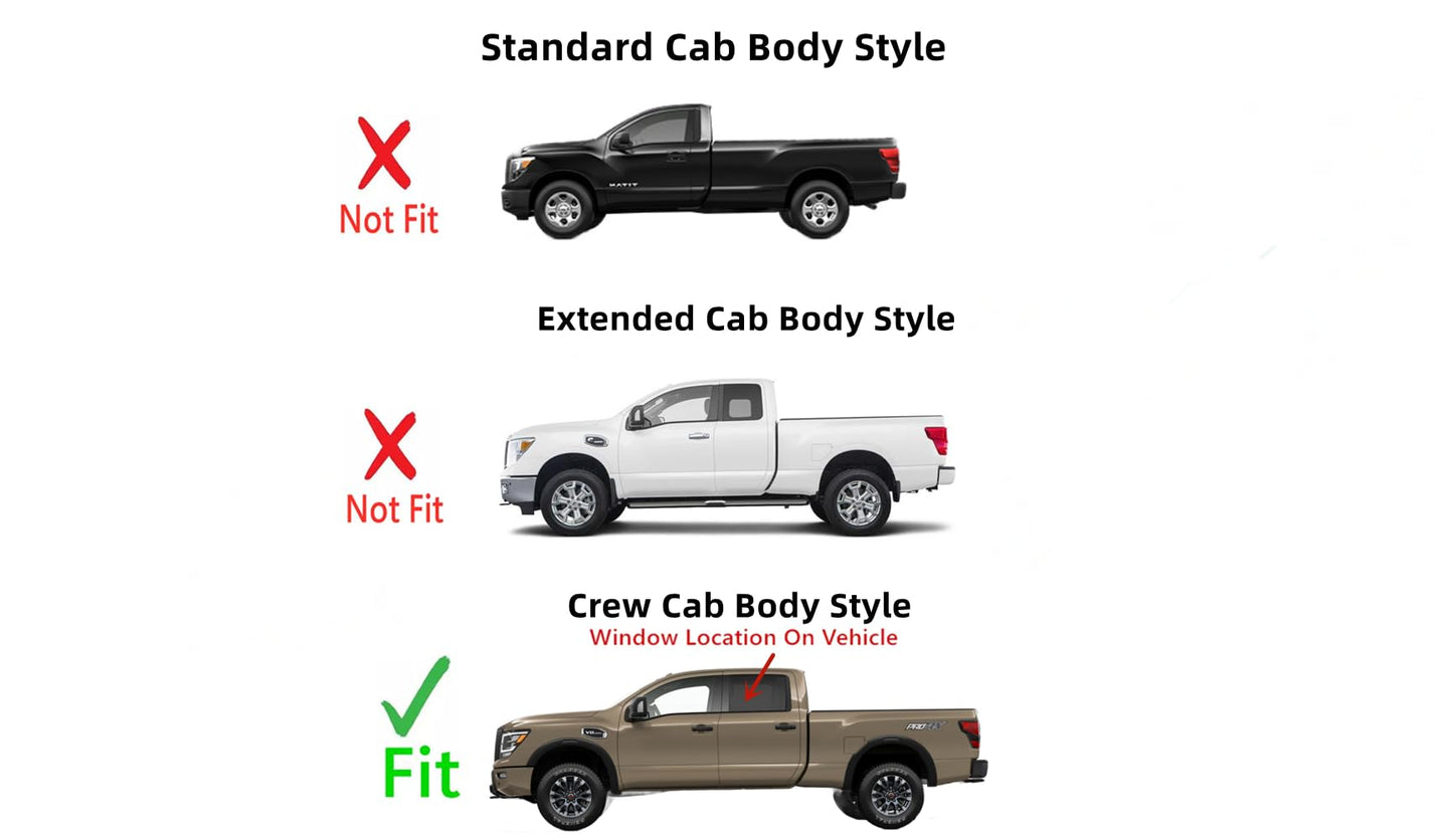 Driver Left Side Rear Door Window Door Glass Compatible with Nissan Titan 2017-2025 / Titan XD 2016-2025 4 Door Crew Cab Models