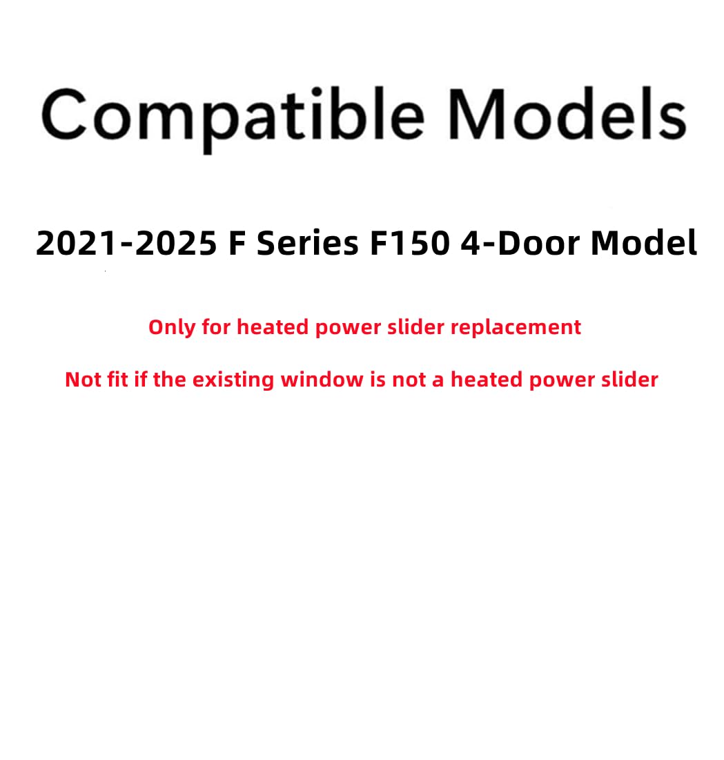 Heated Back Power Slider With Motor Back Window Back Glass Compatible with Ford F150 4 Door Pickup 2021-2025 Models