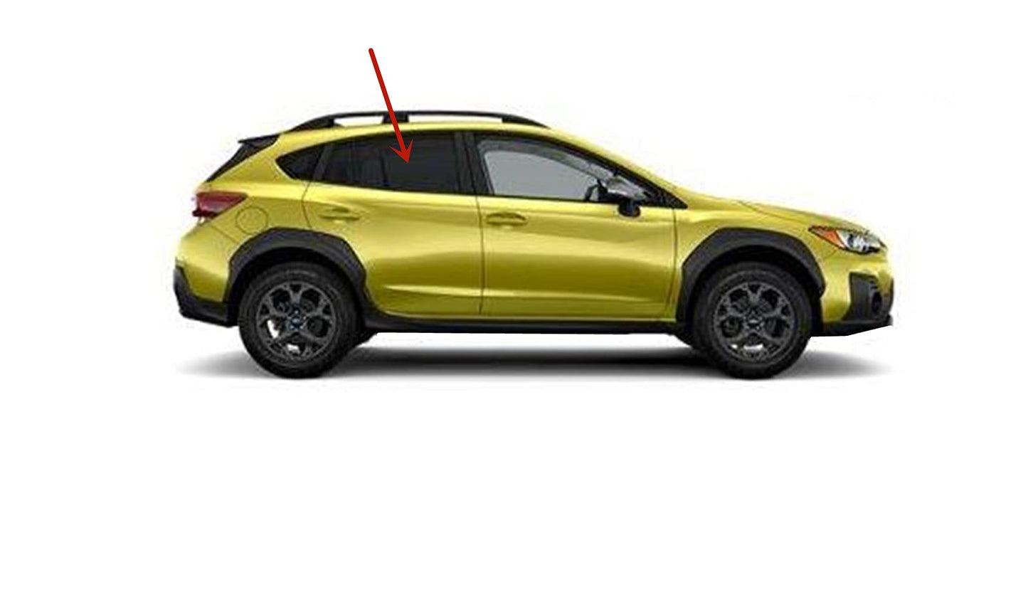 Passenger Right Side Rear Door Window Door Glass Compatible with Subaru Crosstrek 2018-2023 Models