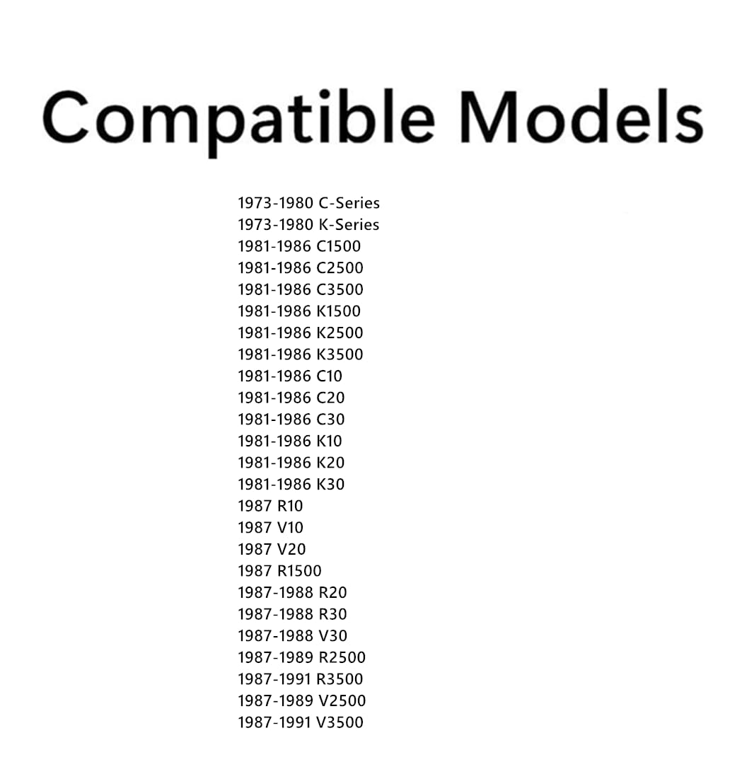 Rear Back Manual Slider Window Glass Compatible with Chevrolet / GMC C-Series K-Series 1979-1986 & R10 R20 R30 V10 V20 R2500 R3500 V2500 V3500 1987-1991 Pickup (Gasket Not Included)