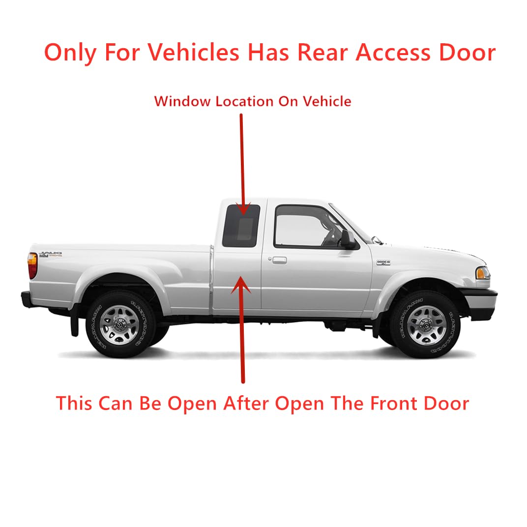 Passenger Right Side Quarter Window Door Glass Compatible with Ford Ranger / Mazda B2300 B2500 B3000 B4000 Super/Extended Cab Pickup 1998-2010 (Only For Vehicle Style Has Rear Access Door)