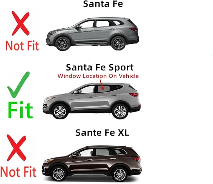 Driver Left Side Rear Door Window Door Glass Compatible with Hyundai Santa Fe Sport 2013-2018 Models