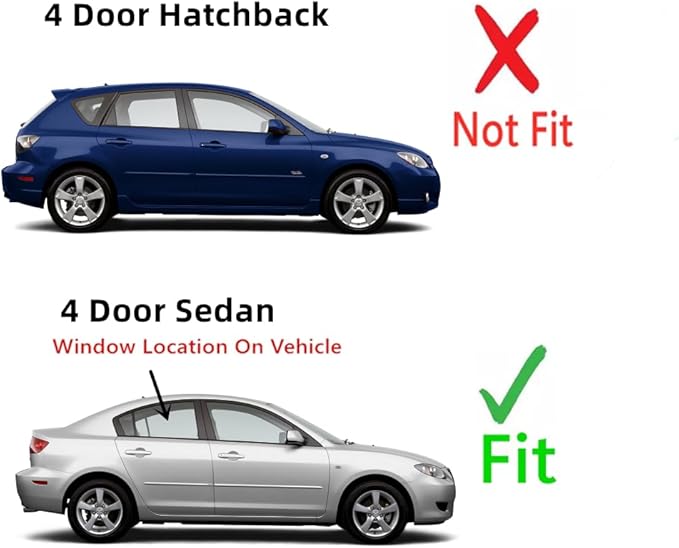 Passenger Right Side Rear Door Window Door Glass Compatible with Mazda 3 2004-2009 4 Door Sedan Models