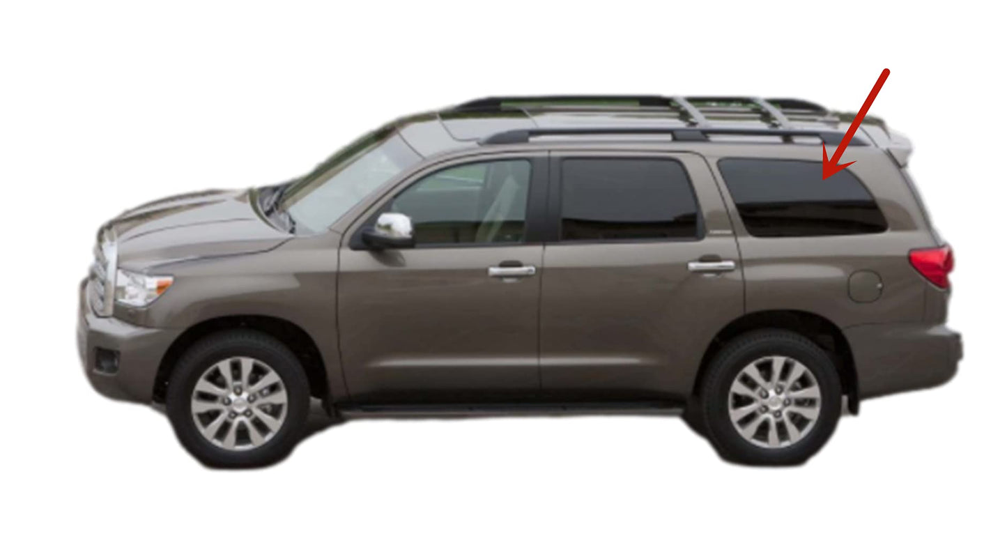 Driver Left Side Rear Quarter Glass Quarter Window W/Antenna Style Compatible with Toyota Sequoia 2008-2022 Models