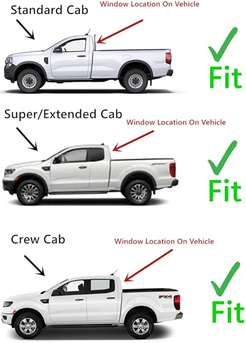 Heated Manual Back Slider Back Window Back Glass Compatible with Ford Ranger Pickup 2019-2023 Models