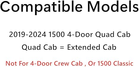Driver Left Side Rear Door Window Door Glass Compatible with Ram Pickup 1500 4 Door Quad Cab 2019-2024 Models (Not For 1500Classic)