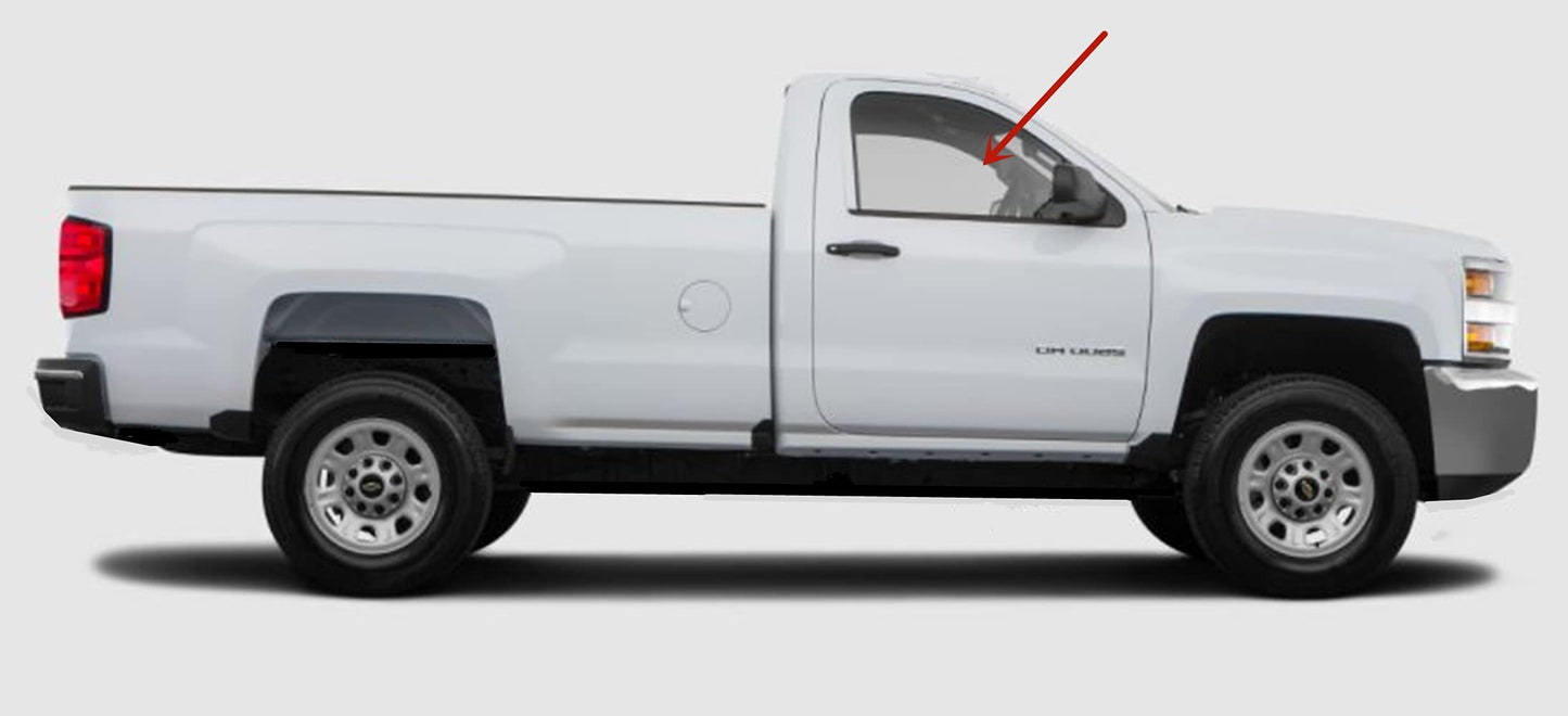 Passenger Right Side Door Window Door Glass Compatible with Chevrolet Silverado GMC Sierra 1500 2014-2018 / 2500 3500 2015-2019 2-Door Standard Cab Pickup Only (Not For 4-Door Models)