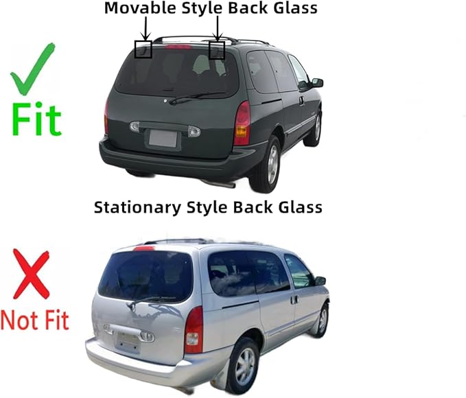 Movable Rear Back Window Back Tailgate Glass Compatible with Nissan Quest/Mercury Villager 1999-2002 Models
