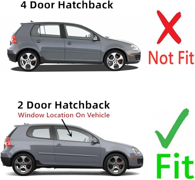 Passenger Right Side Door Window Door Glass Compatible with Volkswagen Golf / GTI 2 Door Hatchback 2010-2014 Models