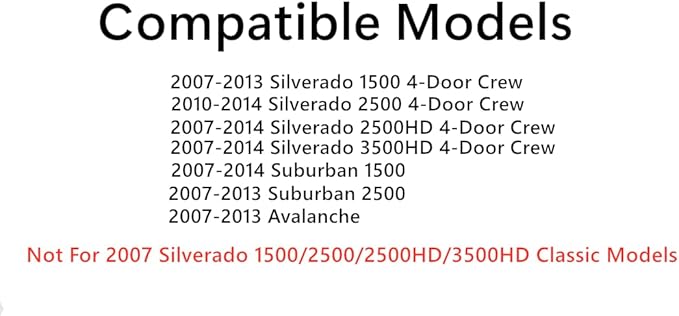 Driver Left Side Rear Door Window Glass Compatible with Chevrolet Silverado 1500 / Avalanche 2007-2013 Models & Silverado 2500 Silverado 3500 Suburban 2007-2014 4-Door Models (Not For Classic)