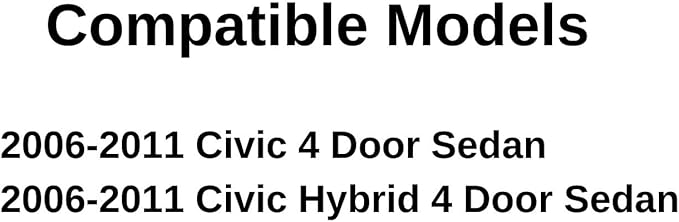 Passenger Right Side Rear Door Window Door Glass Compatible with Honda Civic 4 Door Sedan 2006-2011 Models