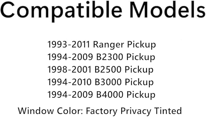 Driver Left Side Door Window Door Glass Compatible with Ford Ranger Pickup 1993-2011 / Mazda B3000 B4000 B2500 B2300 Pickup 1994-2010 Models