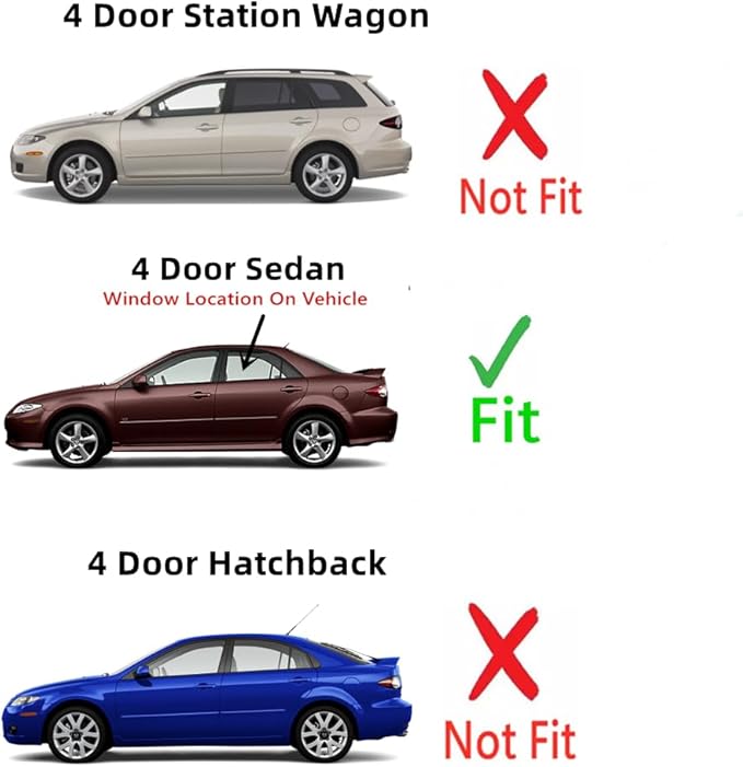 Driver Left Side Rear Door Window Door Glass Compatible with Mazda 6 4 Door Sedan 2003-2008 Models