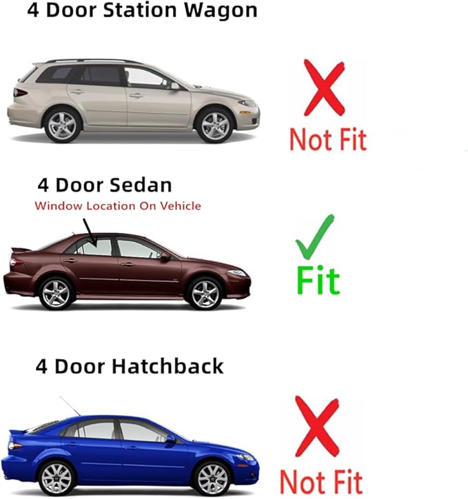 Passenger Right Side Rear Door Window Door Glass Compatible with Mazda 6 4 Door Sedan 2003-2008 Models