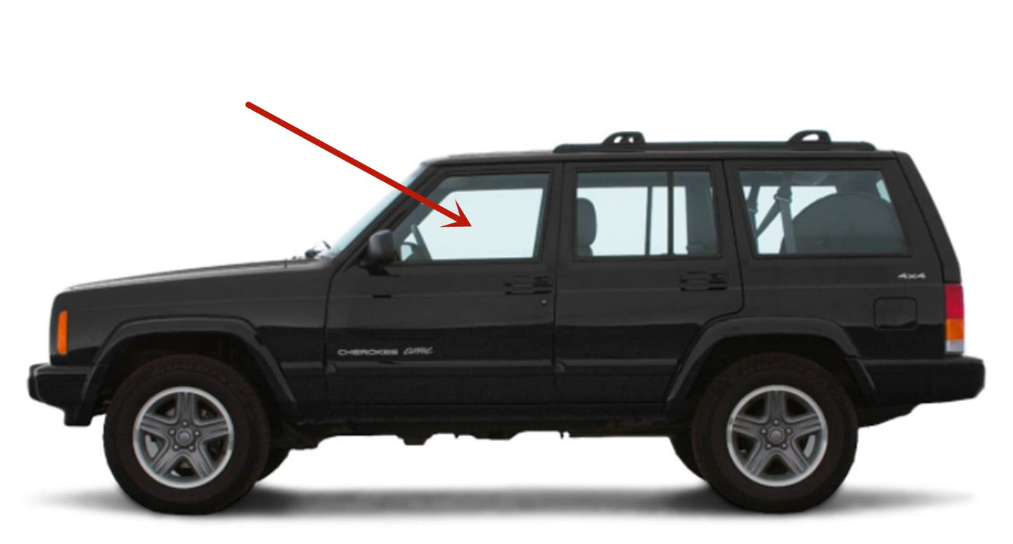 W/O Vent Style Driver Left Side Front Door Window Door Glass Compatible with Jeep Cherokee 4 Door Utility 1997-2001 Models