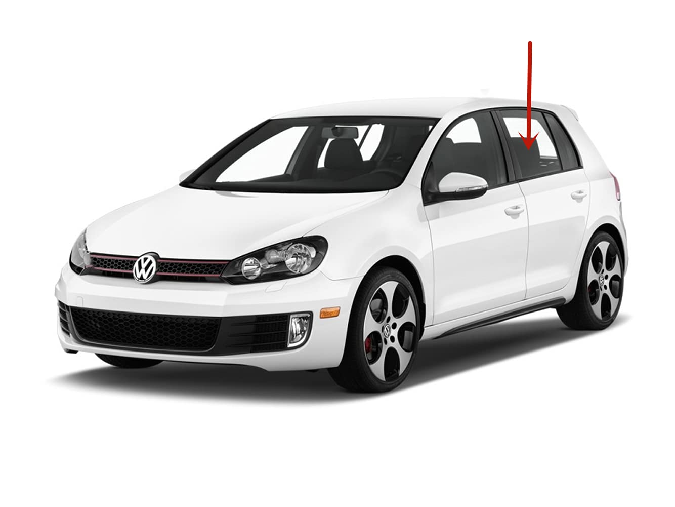Driver Left Side Rear Door Window Door Glass Compatible with Volkswagen Golf / GTI 4 Door Hatchback 2010-2014 Models