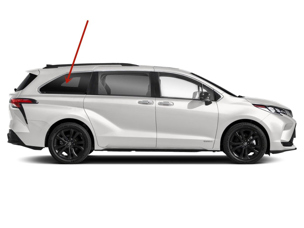 Tempered Passenger Right Side Quarter Window Quarter Glass Compatible with Toyota Sienna 2021-2025 Models