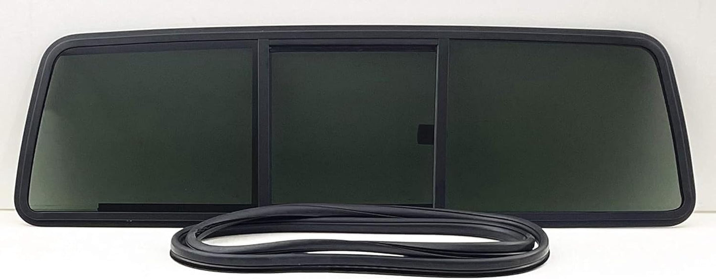 Rear Sliding Window Glass 3 Panel Manual Back Slider (Gasket Included) Compatible with Ford Ranger Pickup / Mazda B2300 B3000 B4000 1983-1997 2-Door Standard Cab Models