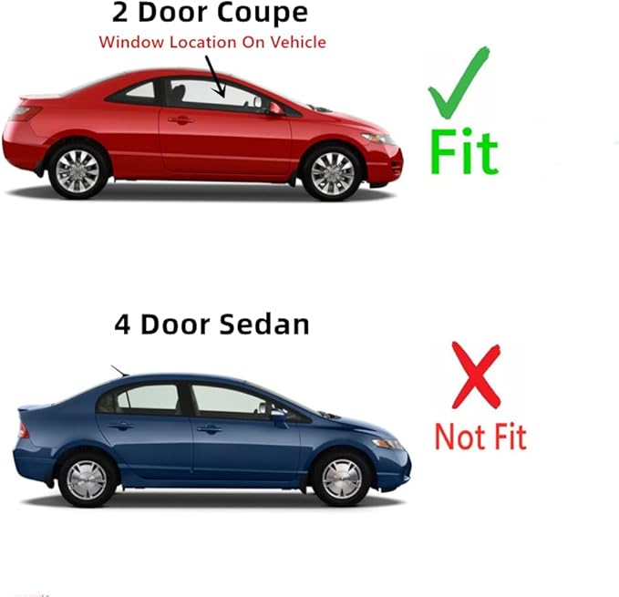 Passenger Right Side Door Window Door Glass Compatible with Honda Civic 2 Door Coupe 2006-2011 Models