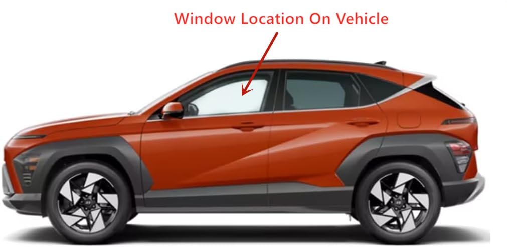 Tempered Driver Left Side Front Door Window Door Glass Compatible with Hyundai Kona / Kona Electric 2024-2025 Models