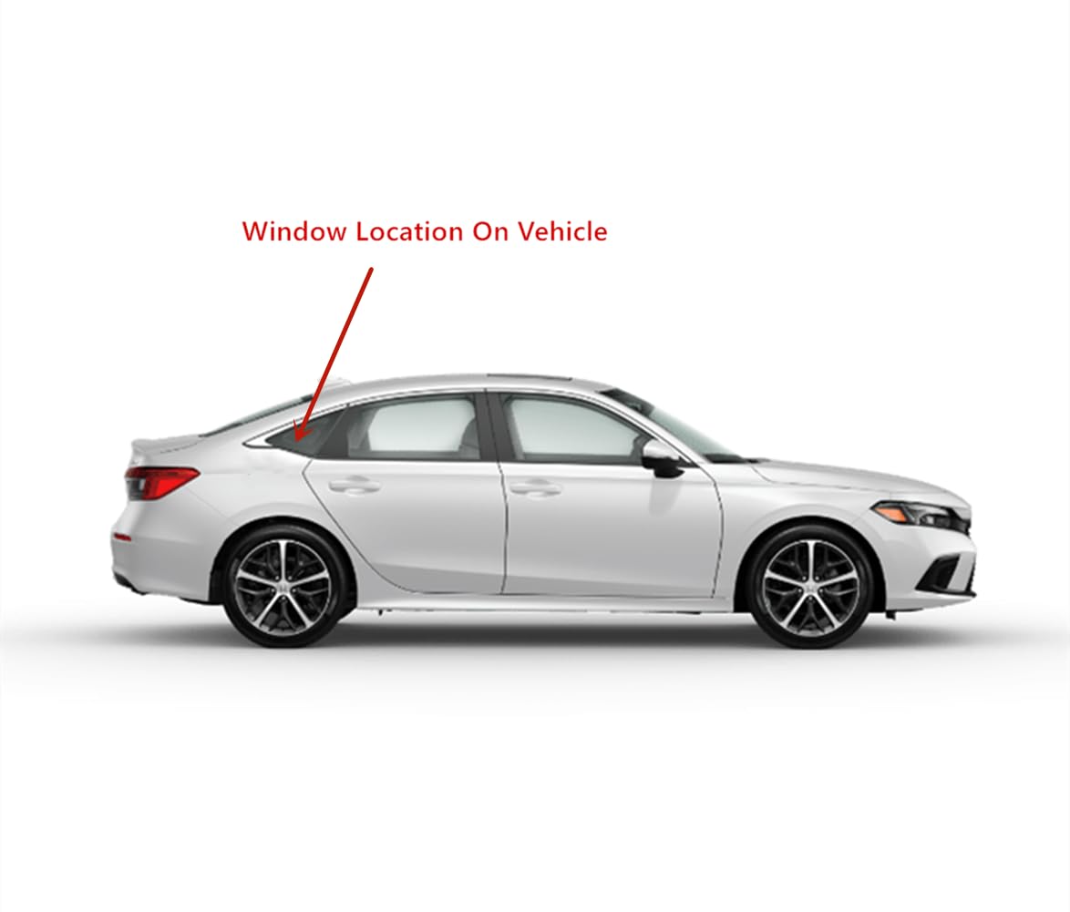 Tempered Chrome Moulding Style Passenger Right Side Quater Window Quarter Glass Compatible with Honda Civic 4-Door Sedan 2022-2025 Models